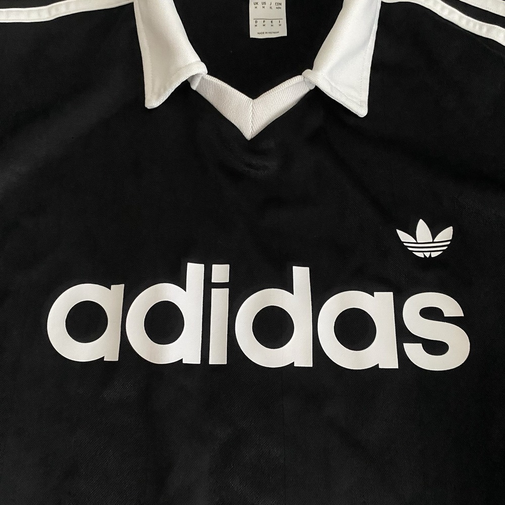 ADIDAS Archive Collar Engineered Jersey Men's Medium Black & White Regular Fit - Picture 3 of 8